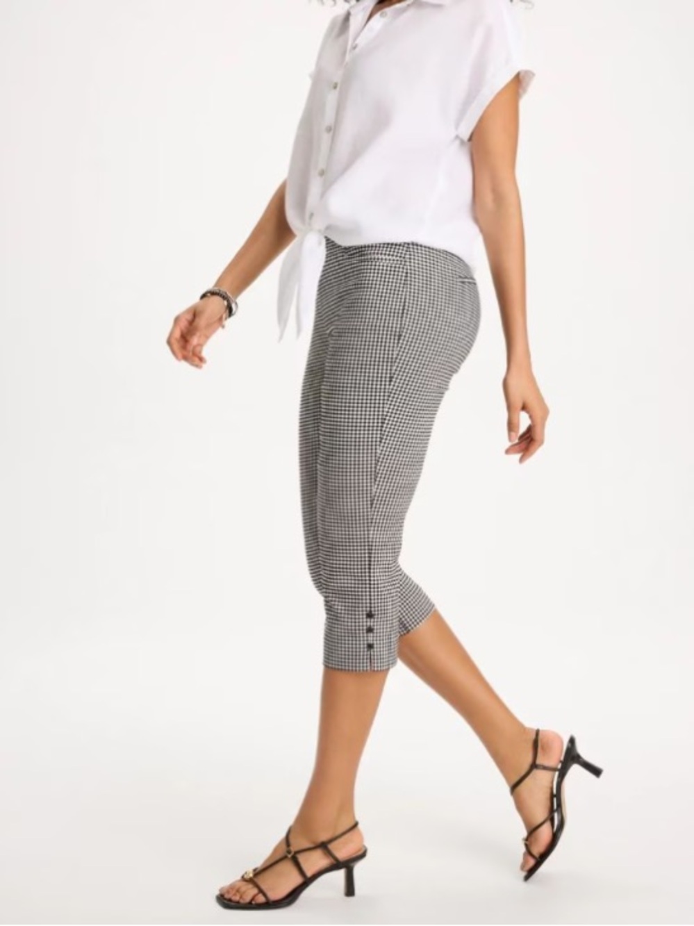 Chico's Brigitte Slim Gingham Pull-On Capri Pant
